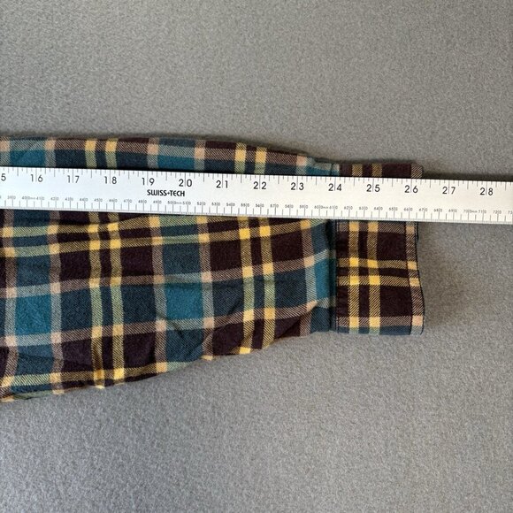 Columbia Lined Flannel Shirt Mens XL Blue Brown Plaid Long Sleeve Shacket Heavy - Picture 9 of 16